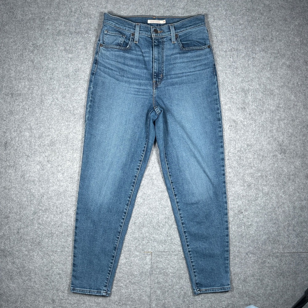 Levi's Denim High Waisted Mom Jean Womens 28 Blue Tapered Leg‎ Stretch